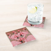 Flamingo's op Parade Onderzetter Glazen Onderzetter (Schuin)