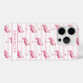 Flamingo's op waterverfstrepen met monogram Case-Mate iPhone case (Achterkant (horizontaal))