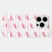 Flamingo's op waterverfstrepen met monogram Case-Mate iPhone case (Achterkant (horizontaal))