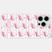 Flamingo's op waterverfstrepen met monogram Case-Mate iPhone case (Achterkant (horizontaal))