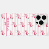 Flamingo's op waterverfstrepen met monogram Case-Mate iPhone case (Achterkant (horizontaal))