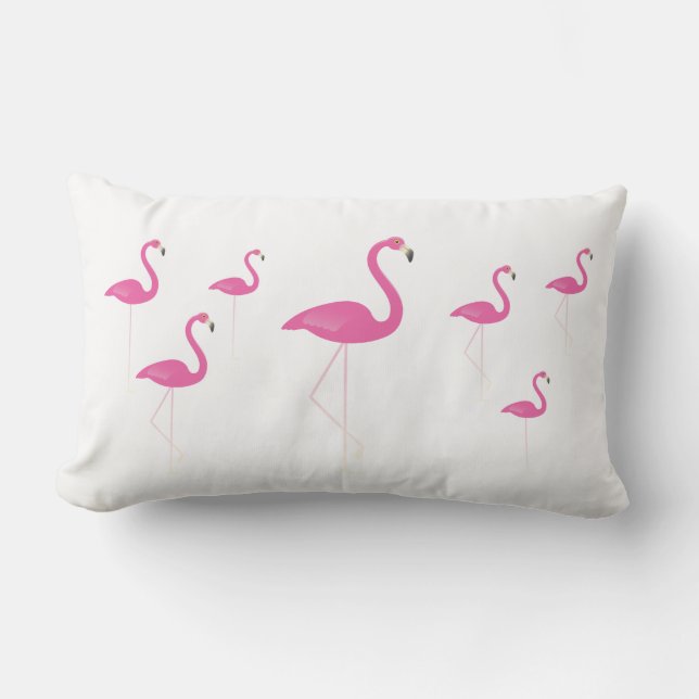 Flamingos op White - Outdoor Pillow Buitenkussen (Voorkant)