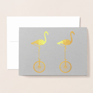 Flamingo's op wielen Quirky Silhouette Folie Kaarten