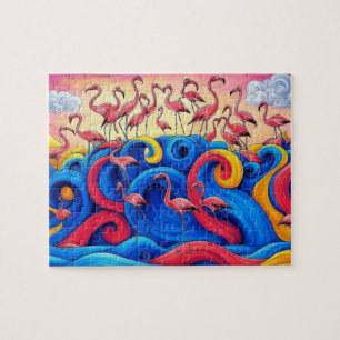 Flamingo's op zee, legpuzzel, 20x25 cm, 110 stuks legpuzzel