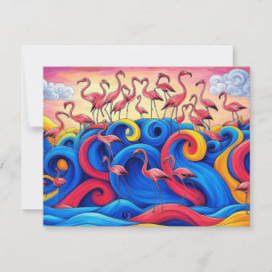 Flamingo's op Zee, Wenskaart