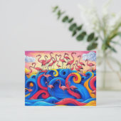 Flamingo's op Zee, Wenskaart (Staand voorkant)