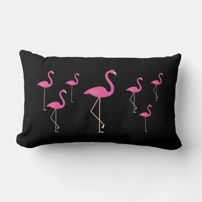 Flamingos op zwart kussen (Voorkant)