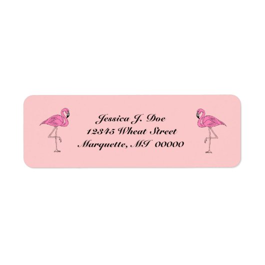 Flamingo's paar roze Retouradreslabels Etiket (Voorkant)