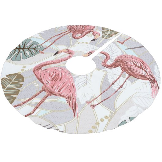 Flamingo's, palmbladeren:  patroon. kerstboom rok (Gekanteld)