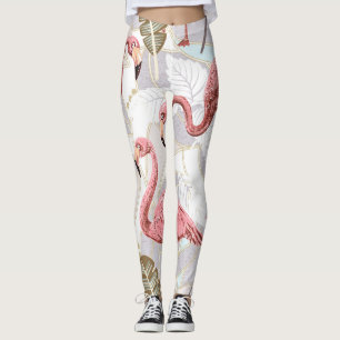 Flamingo's, palmbladeren: patroon. leggings