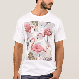Flamingo's, palmbladeren: patroon. t-shirt