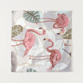 Flamingo's, palmbladeren: patroon. wandkleed (Voorkant (horizontaal))