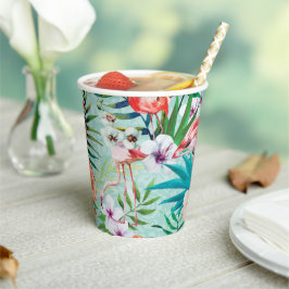 Flamingo's & Palmboom Luau Cups Papieren Bekers