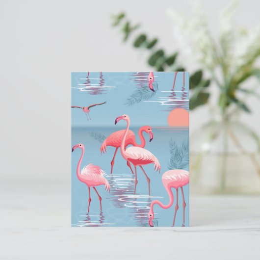 Flamingo's Patroon 1 Briefkaart (Staand voorkant)