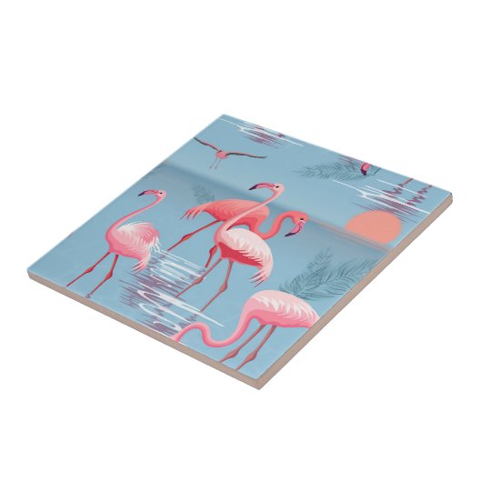 Flamingo's Patroon 1 Tegeltje (Zijkant)