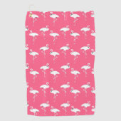 Flamingo's patroon wit op roze golfhanddoek (Voorkant)