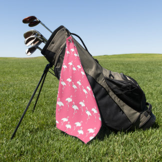 Flamingo's Patroon Wit op Roze Golfhanddoek