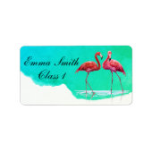 Flamingos Personalized School Label (Voorkant)