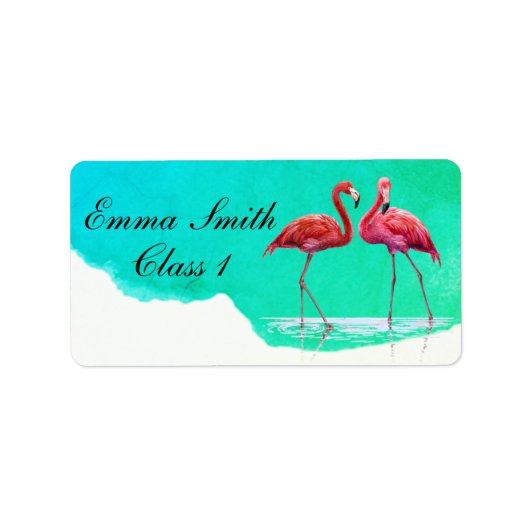 Flamingos Personalized School Label (Voorkant)