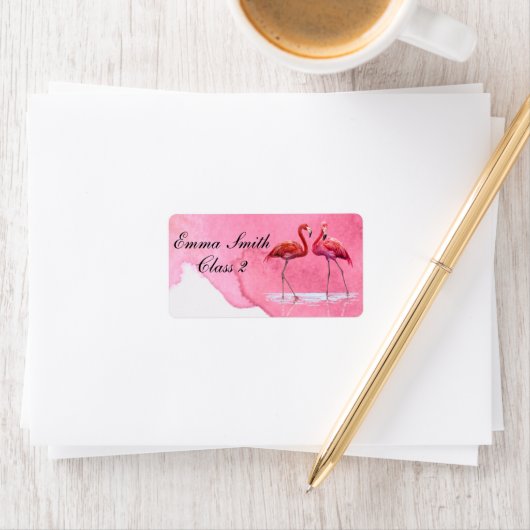 Flamingos Personalized School Label (Insitu)