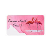 Flamingos Personalized School Label (Voorkant)