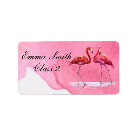 Flamingos Personalized School Label (Voorkant)