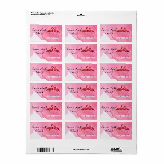 Flamingos Personalized School Label (Full Sheet)