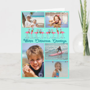 Flamingos Photo Collage Folders Kerstmis Feestdagen Kaart