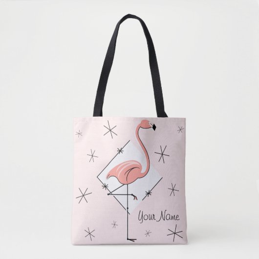 Flamingos Pink diamond name over de canvas tas (Voorkant)