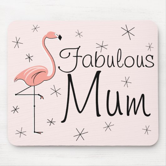 Flamingos Pink "Fabulous Mum" mousepad Muismat (Voorkant)