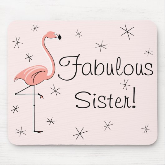 Flamingos Pink "Fabulous Sister" mousepad Muismat (Voorkant)