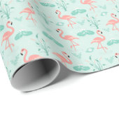 Flamingos Pink Green Tropical Birds Cadeaupapier (Rol Hoek)