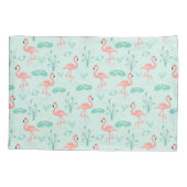Flamingos Pink Green Tropical Birds Trendy Kussensloop (Achterkant)