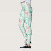 Flamingos Pink Green Tropical Birds Trendy Leggings (Links)