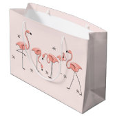 Flamingos Pink Group gift grote tas Large Cadeautasje (Achterkant Gekanteld)