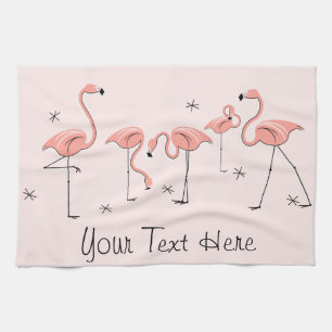Flamingos Pink Group keukenhanddoek voor tekst