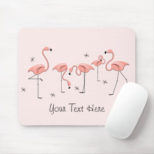 Flamingos Pink Group "Text" mousepad Muismat (Met muis)