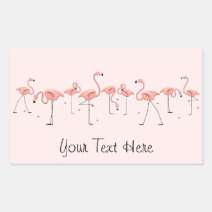 Flamingos Pink Line sticker rechthoek