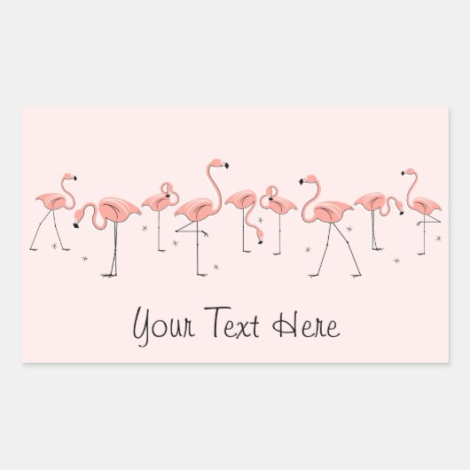 Flamingos Pink Line sticker rechthoek (Voorkant)