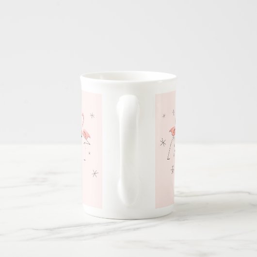 Flamingos Pink Line Text bone china mok (Achterkant)