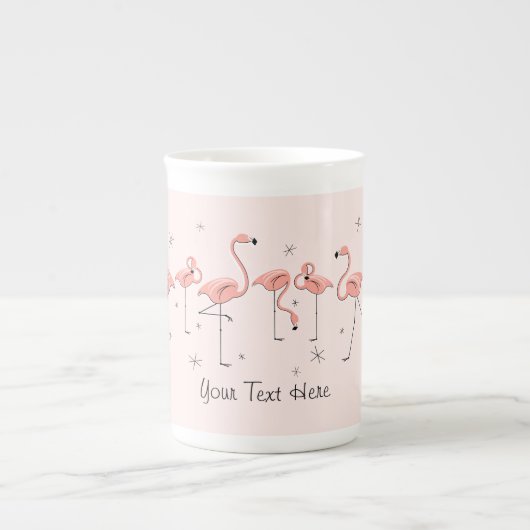 Flamingos Pink Line Text bone china mok (Voorkant)