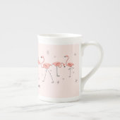 Flamingos Pink Line Text bone china mok (Rechts)
