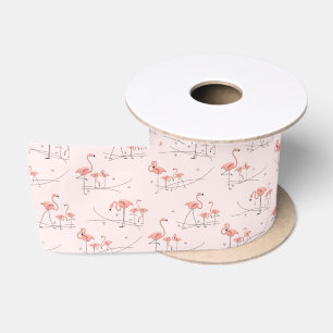 Flamingos Pink Multi-Ribbon satin Satijnen Lint
