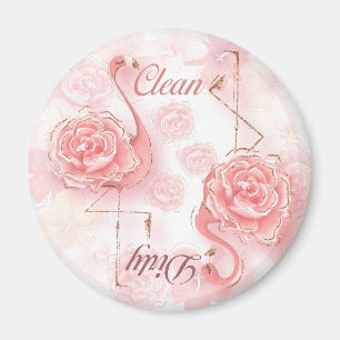 Flamingos Pink Roses Dirty Clean Dishwasmachine Magneet