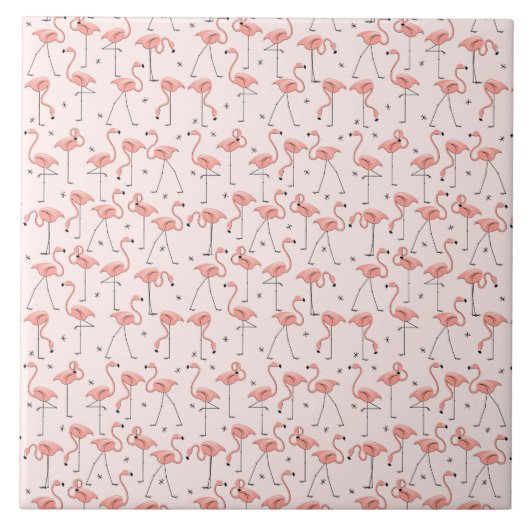 Flamingos Pink tegel Tegeltje (Voorkant)