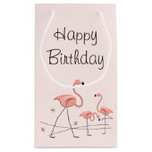 Flamingos Pink Trio 2 Happy Birthday small Klein Cadeauzakje (Achterkant)