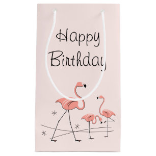 Flamingos Pink Trio 2 Happy Birthday small Klein Cadeauzakje