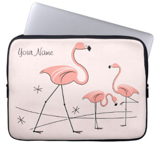 Flamingos Pink Trio 2-naam laptophoes Laptop Sleeve