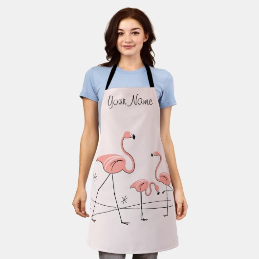 Flamingos Pink Trio 2 Name Apron Schort (Gedragen)