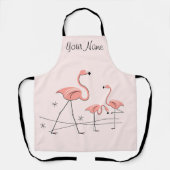 Flamingos Pink Trio 2 Name Apron Schort (Voorkant)